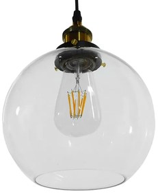 GloboStar COLLINS 01170 Vintage Κρεμαστό Φωτιστικό Οροφής Μονόφωτο 1 x E27 Γυάλινο Καμπάνα Φ18 x Y25cm - 01170