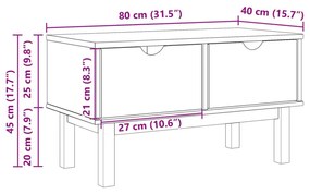 Πάγκος διαδρόμου OTTA 80x40x45 εκ. από Μασίφ Ξύλο Πεύκου - Καφέ