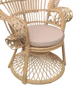 Πολυθρόνα Dorothy Inart με μπεζ μαξιλάρι-φυσικό rattan 115x57x150εκ 115x53x147 εκ.