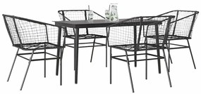 vidaXL Σετ Τραπεζαρίας Κήπου 5 Τεμαχίων Μαύρο Συνθετικό Ρατάν/Γυαλί