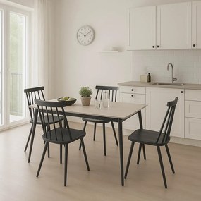 Τραπεζαρία Aurora I-Gustas pakoworld σετ 5τεμ sintered stone-μαύρο 120x60x75εκ