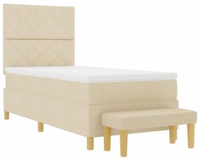 vidaXL Κρεβάτι με ελατήρια με στρώμα Κρεμ 90 x 190 cm ύφασμα