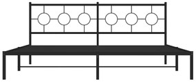 Πλαίσιο Κρεβατιού με Κεφαλάρι Μαύρο 193 x 203 εκ. Μεταλλικό - Μαύρο