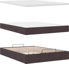 vidaXL Οθωμανικό κρεβάτι με στρώμα Σκούρο καφέ 140x200cm ύφασμα
