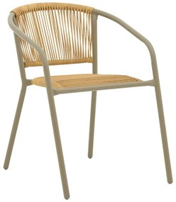 Τραπεζαρία Valor-Lindaria pakoworld σετ 5τεμ μέταλλο σε σαμπανιζέ και pe rattan σε φυσική απόχρωση 110x60x70εκ