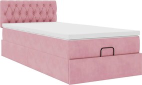 vidaXL Οθωμανικό κρεβάτι με στρώμα ροζ 80x200cm Velvet