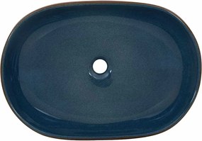 vidaXL Νιπτήρας Οβάλ Καφέ και Μπλε 59 x 40 x 14 εκ. Κεραμικός