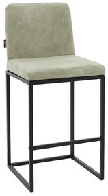 Bar Stool Hydro metal black legs-fabric grey antique 46x52x100 εκ.