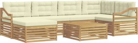 vidaXL Σειρά Καναπέ Εξωτερικού με μαξιλάρι 7 pcs Λευκό και Κρεμ