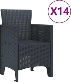 vidaXL Σέτ φαγητού για κήπο 15 pcs Ανθρακί Rattan Polt