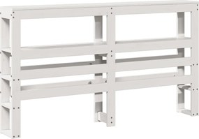 vidaXL Κεφαλάρι με Ράφια Λευκό 135 εκ. από Μασίφ Ξύλο Πεύκου
