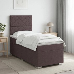 vidaXL Κρεβάτι box spring με στρώμα Σκούρο Καφέ 90 x 200 cm Ύφασμα