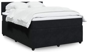 vidaXL Κρεβάτι Boxspring με Στρώμα Μαύρο 140x200 εκ. Βελούδινο