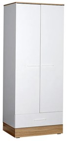 Ντουλάπα ρούχων Base Megapap δίφυλλη με συρτάρια χρώμα λευκό - sonoma 80x52x198εκ.