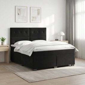 vidaXL Κρεβάτι box spring με στρώμα Μαύρο 140 x 190 cm Βελούδο