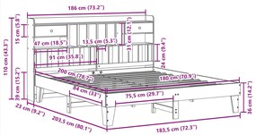 Σκελετός Κρεβατιού Χωρίς Στρώμα 180x200 εκ Μασίφ Ξύλο Πεύκου - Καφέ