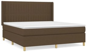 vidaXL Κρεβάτι Boxspring με Στρώμα Σκούρο Καφέ 180x200 εκ Υφασμάτινο