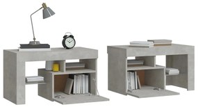vidaXL Κομοδίνα 2 τεμ. με LED Γκρι σκυροδέματος 70 x 36,5 x 40 εκ.