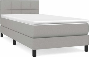 vidaXL Κρεβάτι Boxspring με Στρώμα Ανοιχτό Γκρι 90x200 εκ. Υφασμάτινο
