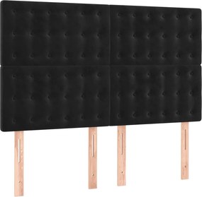 vidaXL Κρεβάτι Boxspring με Στρώμα Μαύρο 140x200 εκ. Βελούδινο