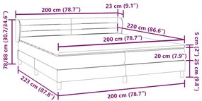 Box Spring κρεβάτι με στρώματα ανοιχτό γκρι 200x220cm Βελούδινο - Γκρι