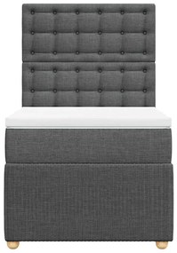 vidaXL Κρεβάτι Boxspring με Στρώμα Σκούρο Γκρι 80x200 εκ. Υφασμάτινο