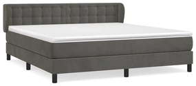 Κρεβάτι Boxspring με Στρώμα Σκούρο Γκρι 180x200 εκ. Βελούδινο - Γκρι