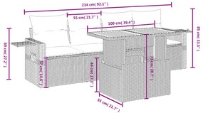 vidaXL Σαλόνι Κήπου 5 Τεμαχίων Γκρι από Συνθετικό Ρατάν με Μαξιλάρια