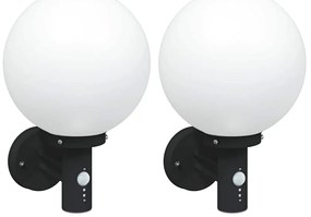 vidaXL Εξωτερικά Φωτιστικά Τοίχου 2 pcs Μαύρο 28 x 25 x 38 εκ