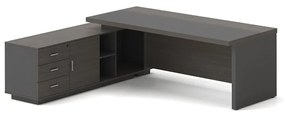 VIP Γραφείο Αριστερή Γωνία, Απόχρωση Grey Walnut  180x90x75/180x50x62 cm [-Ανθρακί-, -Καρυδί-] [-Melamine-] ΕΟ929,L