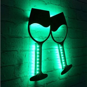 Διακοσμητικό Τοίχου Με Φως Led Wine Glasses 395NGR1935 37x40cm Green-Black Wallity Mdf