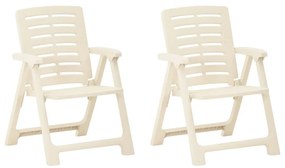 Καρέκλες Κήπου 2 τεμ. Λευκές Πλαστικές - Λευκό
