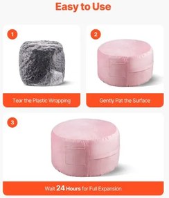 VEVOR 3 feet Round Bean Bag Chair with Removable Cover &amp; Dutch Velvet Pink