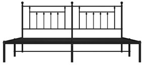 vidaXL Πλαίσιο Κρεβατιού με Κεφαλάρι Μαύρο 200 x 200 εκ. Μεταλλικό