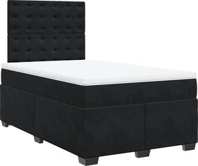vidaXL Κρεβάτι Boxspring με Στρώμα Μαύρο 120x190 εκ. Βελούδινο