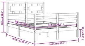 Πλαίσιο Κρεβατιού με Κεφαλάρι Λευκό 140x200 εκ. Μασίφ Ξύλο - Λευκό