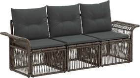 vidaXL Σετ Καναπέ Κήπου 3 pcs Γκρι συνθετικό ρατάν
