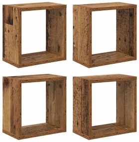 vidaXL Ράφια Τοίχου με ράφι 4 pcs Παλαιό ξύλο 26 x 15 x 26 cm