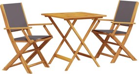 vidaXL Σετ Επίπλων Bistro 3 τεμ. Ανθρακί Ύφασμα/Μασίφ Πεύκου