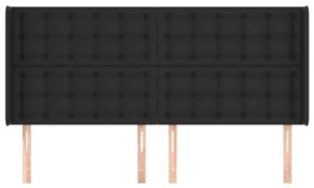 Κεφαλάρι με Πτερύγια Μαύρο 183x16x118/128 εκ. Συνθ. Δέρμα 3119682