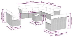 vidaXL Σαλόνι Κήπου 12 Τεμαχίων Αν. Γκρι Συνθετικό Ρατάν με Μαξιλάρια