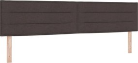 vidaXL LED Κρεβάτι με βάθρο Σκούρο Καφέ 200 x 200 cm ύφασμα
