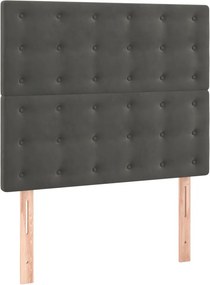 vidaXL Κρεβάτι Boxspring με Στρώμα Σκούρο Γκρι 100x200 εκ. Βελούδινο