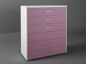 Intrahome Συρταριέρα παιδική με 6 συρτάρια σε χρώμα λευκό ρουστίκ-ροζ 90x45x1,08 Intrahomesa-00652206