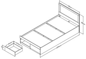 Κρεβάτι Olympus pakoworld με συρτάρι σε λευκή απόχρωση 100x200εκ