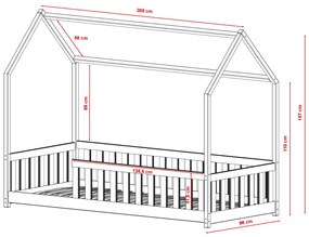 Κρεβάτι Σπιτάκι Noah από μασίφ ξύλο White 90×200cm