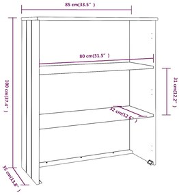 vidaXL Πάνω Μέρος Ντουλαπιού HAMAR Λευκό 85x35x100 εκ. Μασίφ Πεύκο