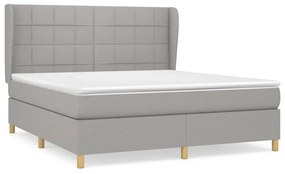 Κρεβάτι Boxspring με Στρώμα Αν. Πράσινο 160x200εκ Υφασμάτινο - Γκρι
