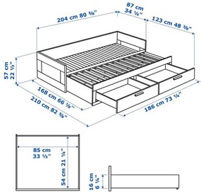 BRIMNES Κρεβάτι επισκέπτη με 2 συρτάρια 002.287.05