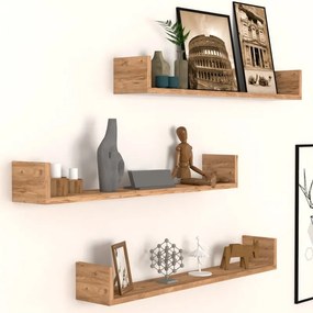 Megapap Ραφιέρα Τοίχου Tyrion 3 Τεμαχίων Από Μελαμίνη Pine Oak 90x15x12εκ.